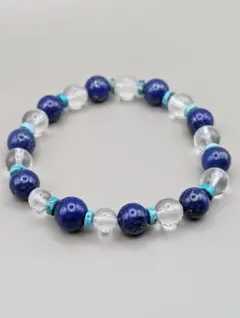 12月誕生石 ターコイズ ラピスラズリ 天然石ブレス 水晶