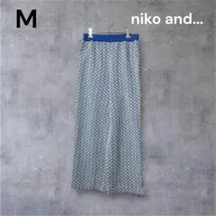 niko and... ニコアンド イージーパンツ 幾何学模様 ウェストゴム 青