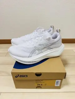 走行8km 25.5cm ASICS メガブラスト ホワイト