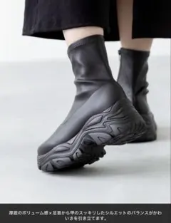 厚底 スニーカーソール ストレッチ ブーツ Mサイズ
