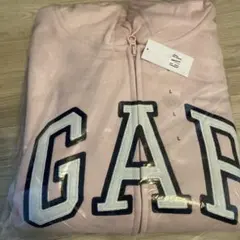 【新品】リラックスフィットGAPロゴジップアップパーカー　ピンク