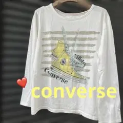 ❤️converse ラインストーンシューズプリント長袖TシャツMロンTコンバースのサムネイル