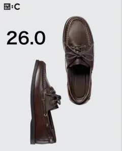 UNIQLO:Cブラウン デッキシューズ 26.0 (靴紐革製に交換済み)