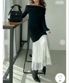 FRAY I.D 新作 【WEB限定】レースニットドッキングワンピース