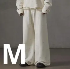 【GRANCY】ラインストーンデザイン ダメージ スウェットパンツ