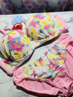 花柄 ピンク ブラジャーショーツセット C75