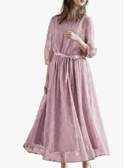 授乳服!!エンジェリーべ レース ワンピース ピンクドレス