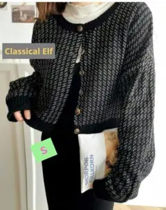 ♥クラシカルエルフ　ジャガードニットカーディガン　ショート丈カーディガン