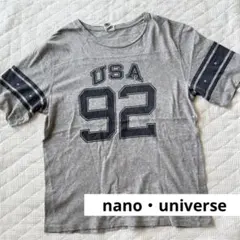 nano・universe USAロゴ フットボールTシャツ グレー アメカジのサムネイル