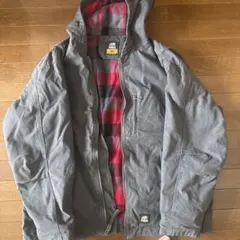 BERNE フード付きジャケット XL グレー・赤チェック