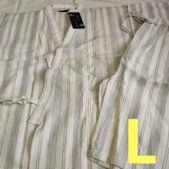 甚平　L メンズ　新品　花火　祭　パジャマ　納涼　男の子　紳士　白　0167