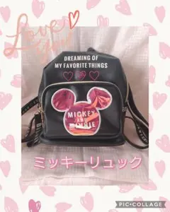ディズニー ミッキーマウス黒リュック バック かわいい 美品