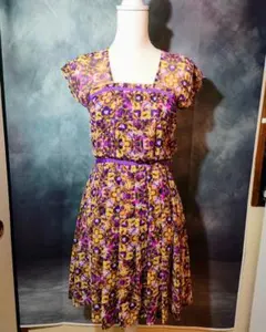 【FD042】Paul Smith BLACK LABEL 花柄ワンピース 半袖