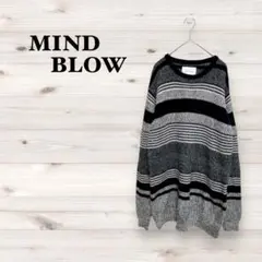 マインドブロウ【L】太めボーダーニット セーター オーバーサイズ 大きめ 兼用
