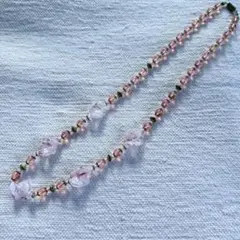 ベネチアングラス製 ネックレス イタリア製 エリカ 糸結び ピンク系