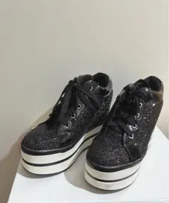 厚底スニーカー　ラメ　ブラック　厚底