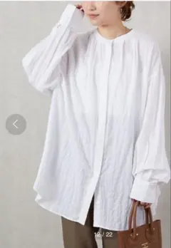 FREAK'S STORE ナチュラルウェーブ ボリューム袖スタンドカラーシャツ