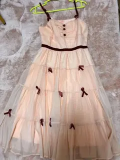 リボン付きノースリーブワンピース