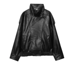 フェイクレザー ジャケット ブラック ショート丈 韓国ファッション ストリート