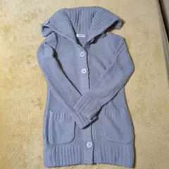 （まとめ56）CINEMA CLUB フード付きニットカーディガン グレー