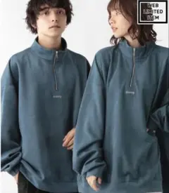 RAGEBLUE ブルー カットスウェード素材ハーフジップ FREEサイズ