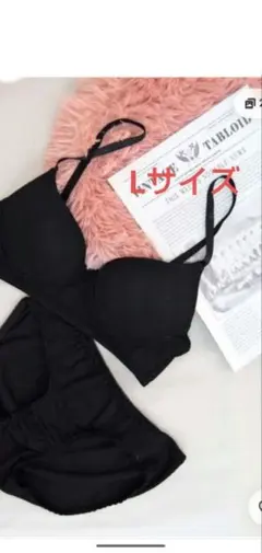 Sanei BCK-828 ブラックブラジャーショーツセット Lサイズのサムネイル