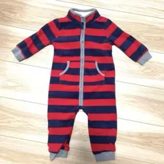 carter's 赤/紺 ストライプロンパース 12m クリスマス　ベビー服