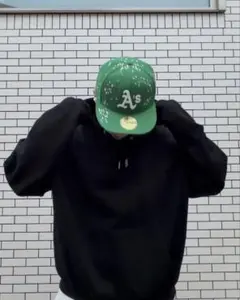 59FIFTYニューエラキャップ7 5/8 緑色アスレチックスジュエルキャップ