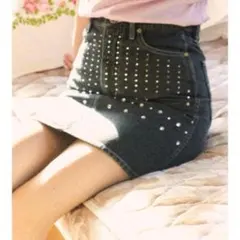 美品✨FURFUR 23SS【F】ビジューデニムスカート ラインストーン Y2K