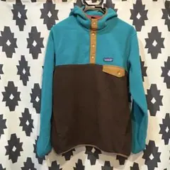 【希少、極美品】パタゴニア　フリース　シンチラ　スナップT　フーディ　青　茶色