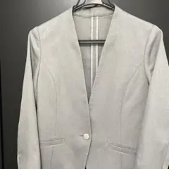 薄手ノーカラージャケット グレー　M