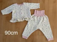 90cm 花柄 ベビーパジャマ セット　キルト　冬