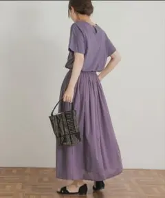 URBAN RESEARCH DOORS☆コットンボイルドッキングギャザーワンピ