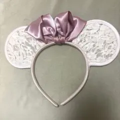 ディズニー　カチューシャ　レース　ピンク　リボン