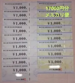 【メルカリ便】ビックカメラ・コジマ株主優待券17000円分