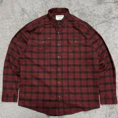 PONCHO フランネルシャツ ワインレッドチェック ポケット USA古着