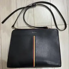 【美品】ポールスミス　ブラック ショルダーバッグ　マルチストライプ　正規品