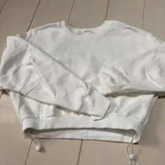 ホワイト クロップドトレーナー ショート丈