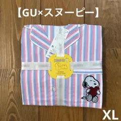 ☆GU×スヌーピー ストライプ柄 半袖 パジャマ XL 綿100 ☆