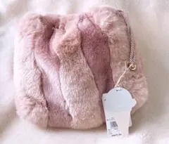 【新品未使用タグ付き】ジェラートピケ ファーバッグ 巾着ピンク ポーチ