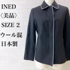 イネド　INED シャツジャケット 黒 サイズ2 パイピング 美品　M シンプルのサムネイル