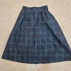 earth music&ecology チェックスカート フレアスカート 緑