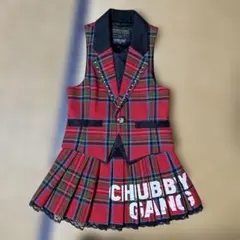 CHUBBY GANG 赤 チェック柄 ベストスカートセット