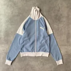 プーマ トラックジャケット 襟高 00s 水色 白 ロゴ プリント 11217