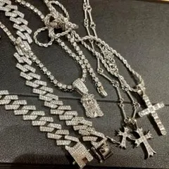 超お買い得！シルバー　ネックレス 4点セット　hiphop