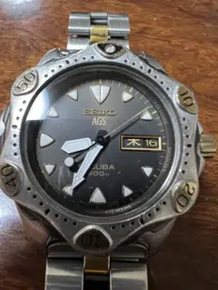 【稼動美品】SEIKO 腕時計 スキューバ 200m 自動巻きAGS デイデイト