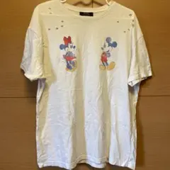 Bershka Tシャツ Disney ミッキー ミニー ダメージ デザイン 白のサムネイル