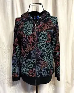 ディズニー アラジン パーカー 150 黒 総柄 ジャスミン ネオン 男女兼用