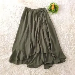 tocco カーキ シフォンフレアスカート M レースアップ　大人上品　キレイめ