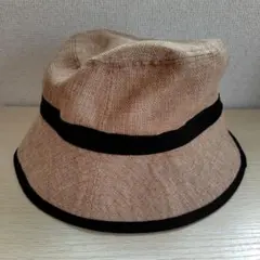 ベージュと黒のバケットハット 57.5cm